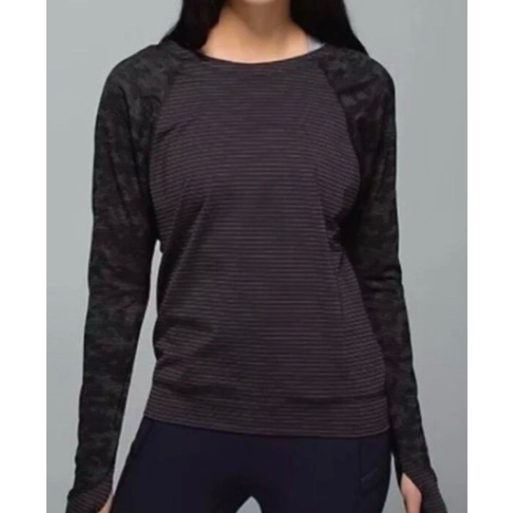 Lululemon Run For Days Long Sleeves Deep Camo Activewear Top Size M/10